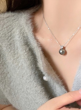 锆石珍珠吊坠项链女设计感小众复古个性简约百搭气质颈链锁骨链