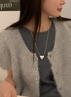 小众设计感光面爱心金属项链女简约时尚优雅个性气质颈链锁骨链