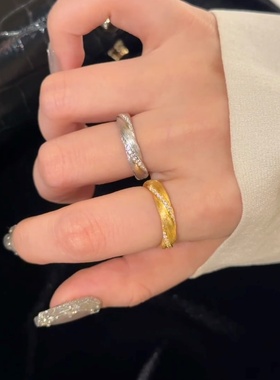 小众感拉丝麻花锆石戒指女复古轻奢时尚个性精致百搭指环戒子