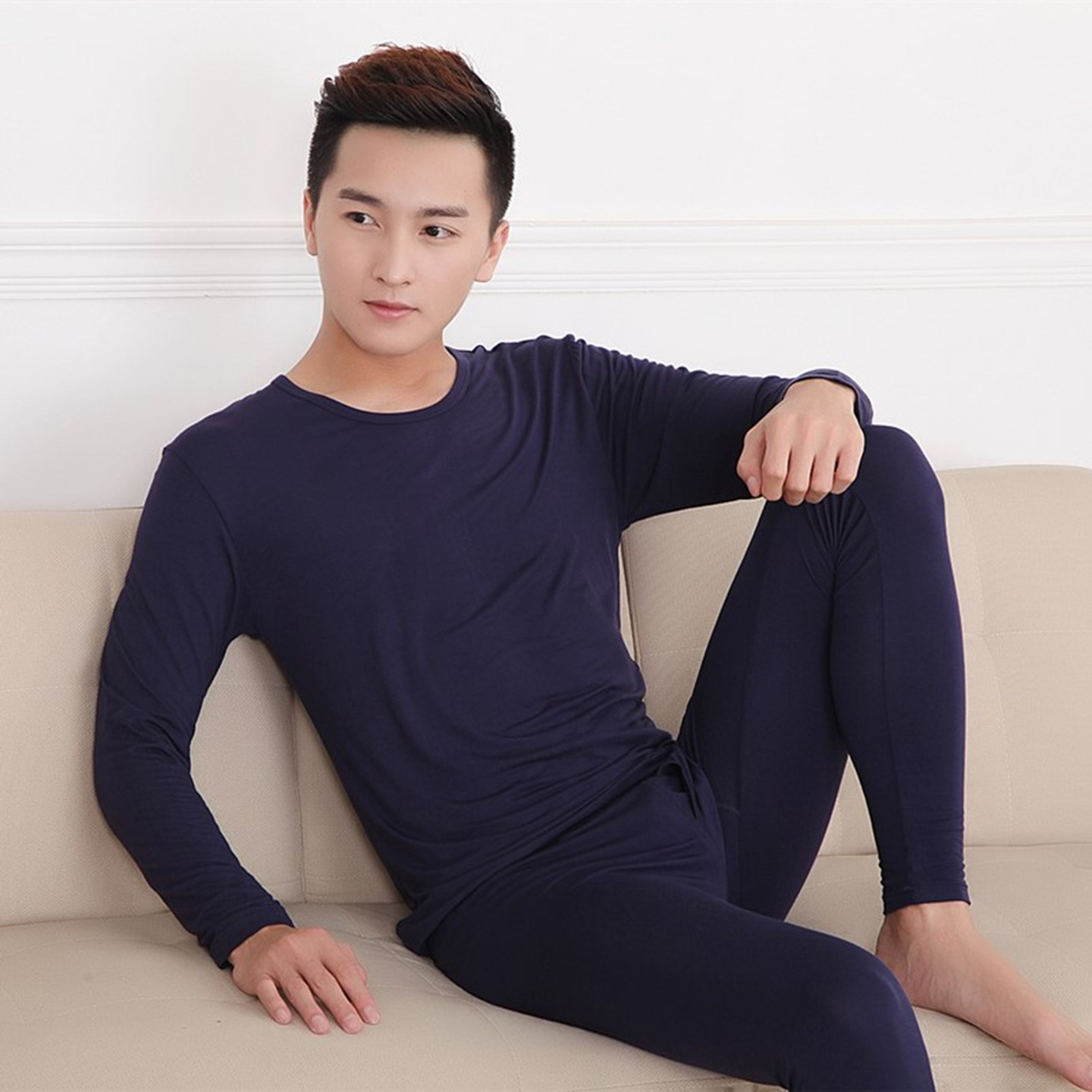 男士秋衣秋裤套装莫代尔薄款纯棉修身打底棉毛衫秋冬防寒保暖内衣,淘宝优惠券,粉丝福利购,淘宝优惠卷