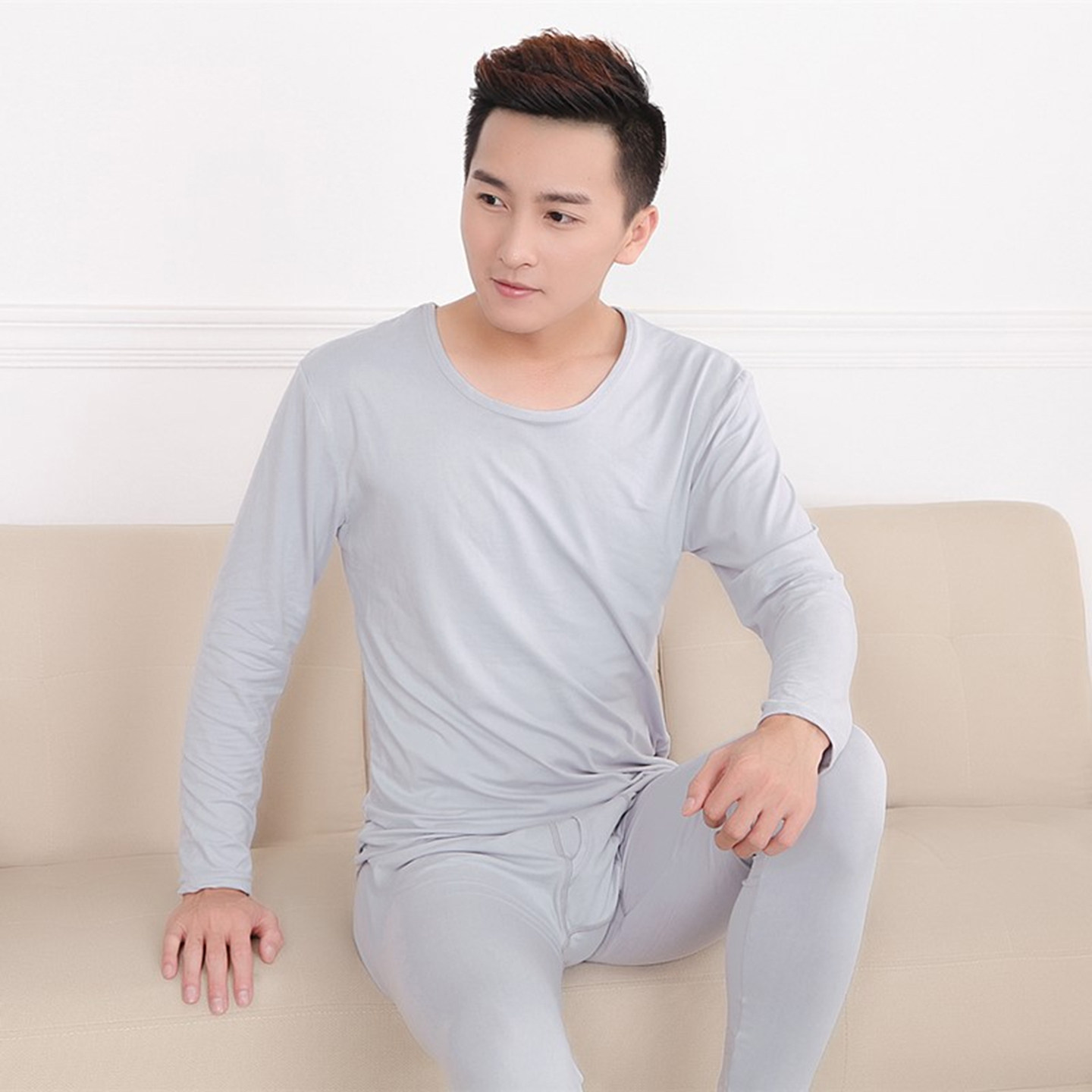 男士秋衣秋裤套装莫代尔薄款纯棉修身打底棉毛衫秋冬防寒保暖内衣,淘宝优惠券,粉丝福利购,淘宝优惠卷