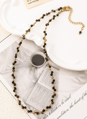 黑金系列缠绕满天星项链 小众设计黑玛瑙手工串珠不易掉色锁骨链