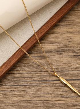 复古艺术金鱼项链 铜镀18k金长款吊坠小众设计感轻奢感毛衣链