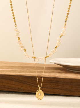 千金感时尚气质天然淡水珍珠项链小众设计感百搭叠戴吊坠锁骨链女