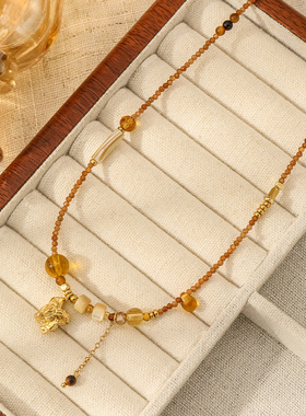 新品推荐轻奢复古vintage风情国风吊坠串珠百搭项链感锁骨链女