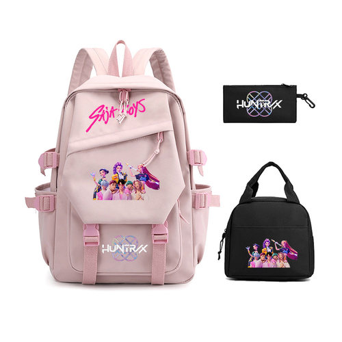 猎魔女团KPop Demon Hunters学生书包学院餐包休闲笔袋三件套 - 图1