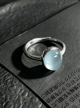 S925银海蓝宝开口可调女戒