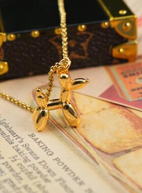 《气球小狗》气球狗吊坠项链女休闲简约日常百搭锁骨链毛衣链颈链