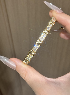 交叉满钻可开口手镯女