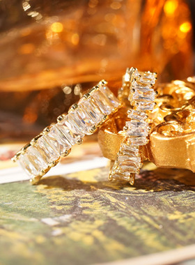 中古法式复古满钻锆石戒指