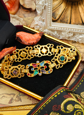 复古宫廷风鎏金镂空彩色琉璃手链