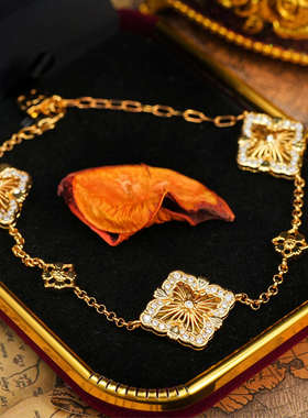 镶钻菱形花朵手链手饰