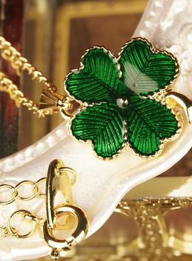 《幸运草》绿影圣诞限量款绿色四叶草项链高级感锁骨链吊坠颈链女