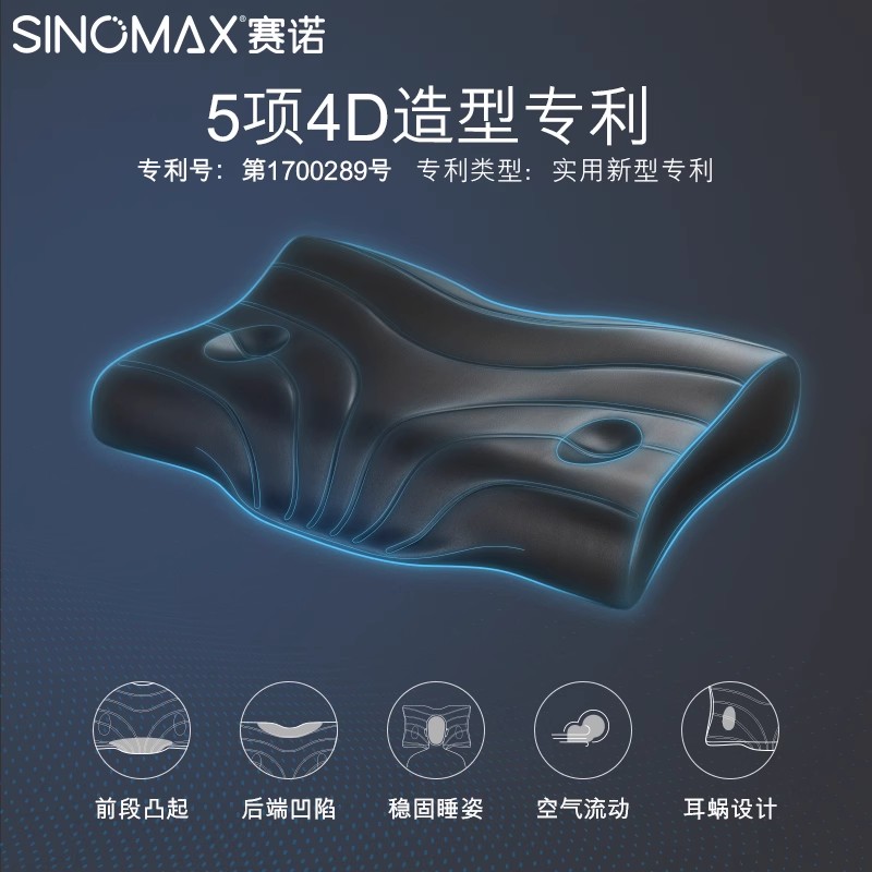 SINOMAX赛诺典雅美梦4D二代记忆枕头枕芯双层护颈枕颈椎脊椎保护 - 图0