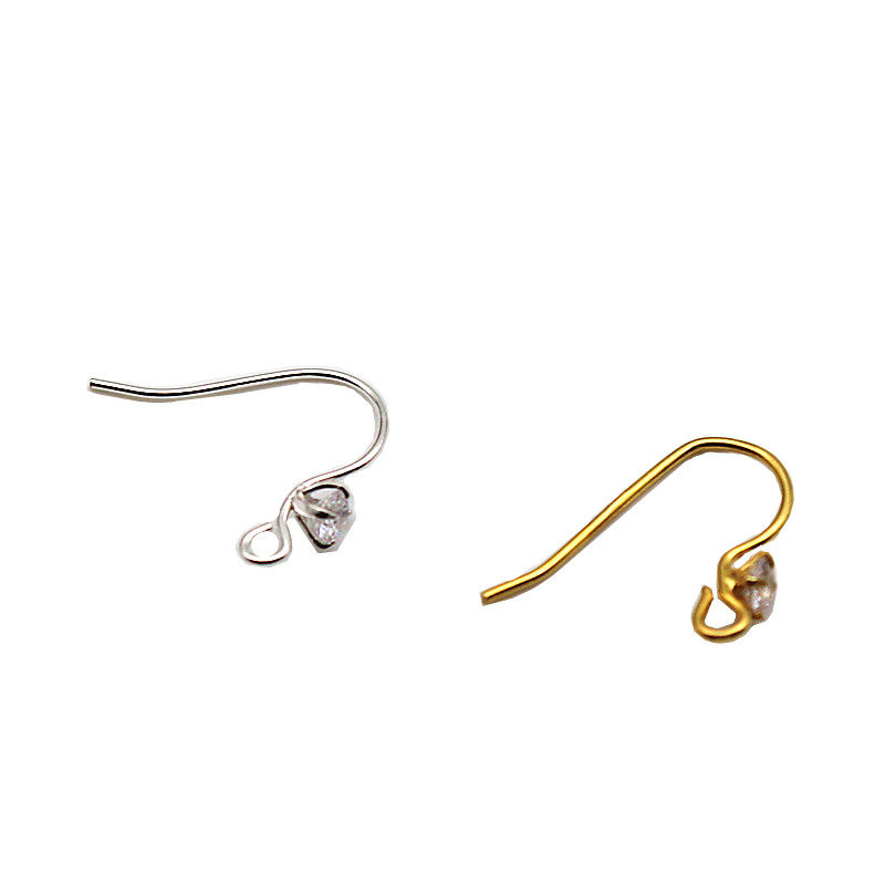 925纯银耳勾耳钩DIY银饰品配件耳环带一颗钻防过敏珍珠玉石水晶新,淘宝优惠券,粉丝福利购,淘宝优惠卷