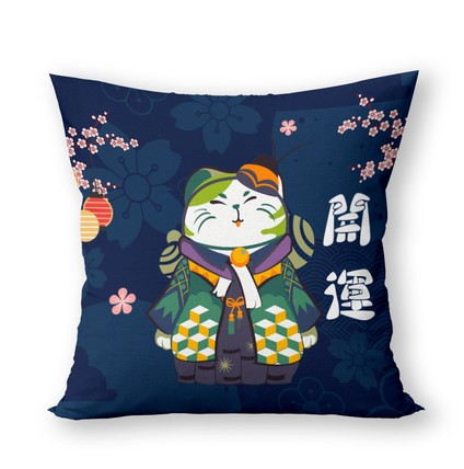 日式招财猫祈福短毛绒抱枕 好运连连靠枕靠垫双面方形招福抱枕套 - 图2