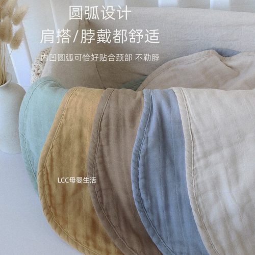 北欧出口muslin六层纱布婴儿拍嗝巾新生儿防吐奶巾纯棉宝宝围嘴 - 图0