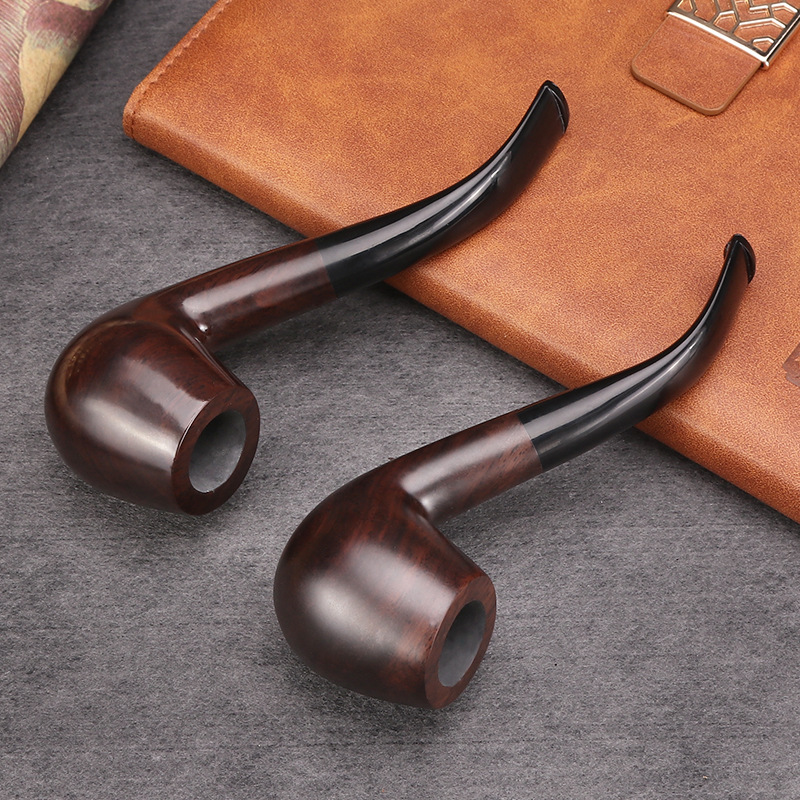 Manual Ebony Pipe Curved Handle Cigarette Holder Smoking Set - 图1