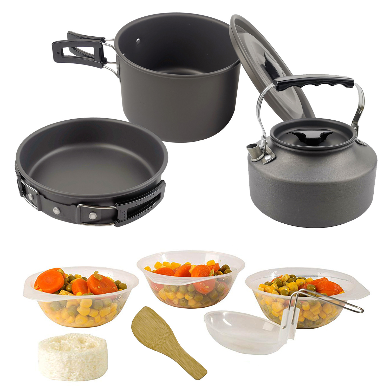 @.Cookware Boiling Pot teapot Tableware Picnic Equipment Set-图0