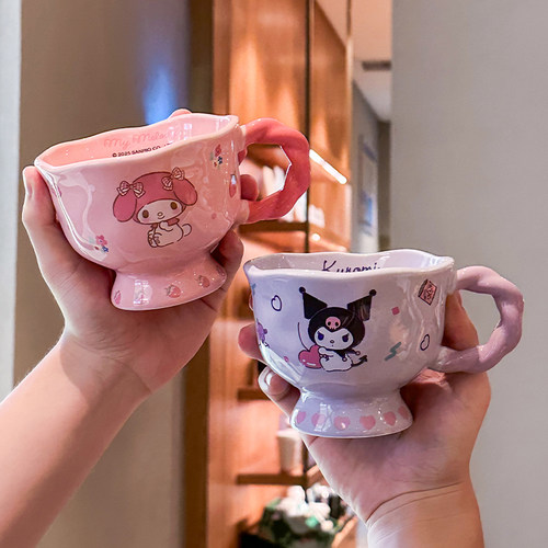 正版三丽鸥联名陶瓷马克杯高颜值库洛米美乐蒂水杯送女生生日礼物 - 图1