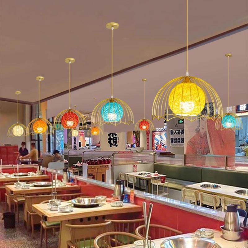 网红餐饮店吊灯饭店餐厅吧台火锅店铺商用创意个性彩色小吃店灯具,淘宝优惠券,粉丝福利购,淘宝优惠卷