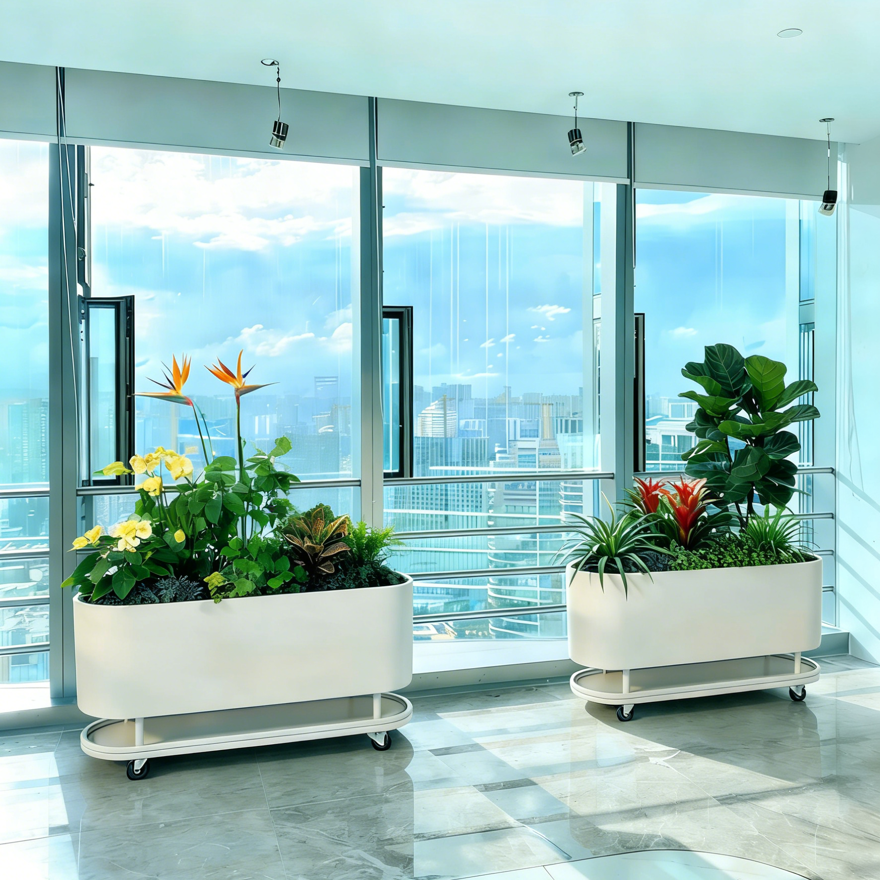 家用室内花箱带接水盘种植箱阳台客厅隔断花盆带轮可移动造景花槽,淘宝优惠券,粉丝福利购,淘宝优惠卷