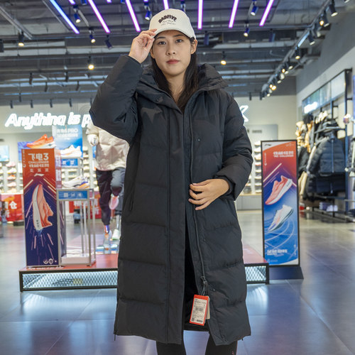 Lining/李宁正品健身系列女子运动休闲长款保暖连帽羽绒服AYMT100 - 图1