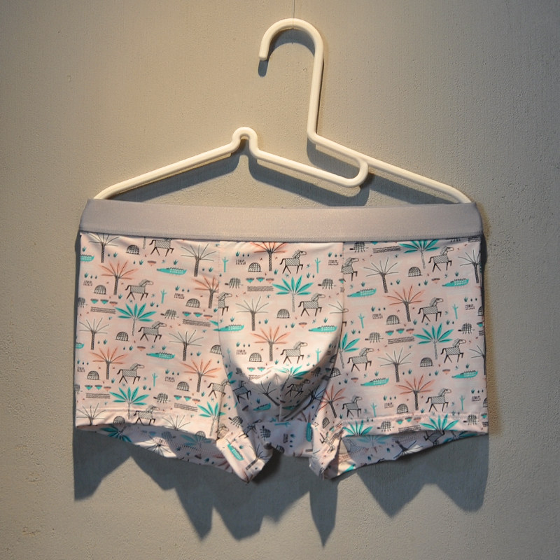 2条装冰丝男士内裤男平角裤中腰无痕卡通丝滑超薄透气性感四角裤,淘宝优惠券,粉丝福利购,淘宝优惠卷