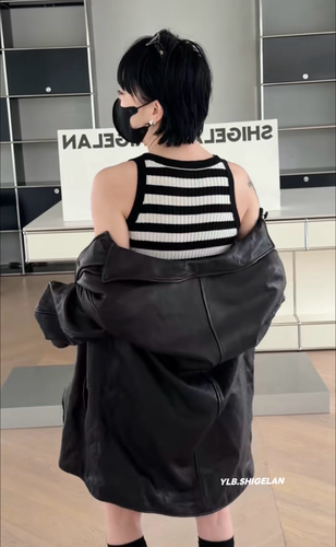 P161条纹背心 诗歌兰欧货女装2026春夏款气质黑白条纹针织背心女 - 图1