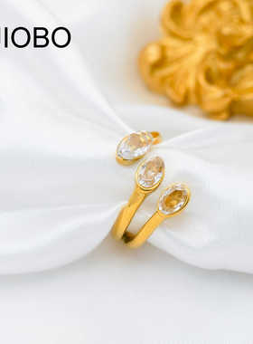 三层拼接气质戒指钛钢轻奢