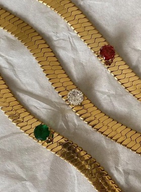 欧美ins钛钢18k金圆形锆石项链女