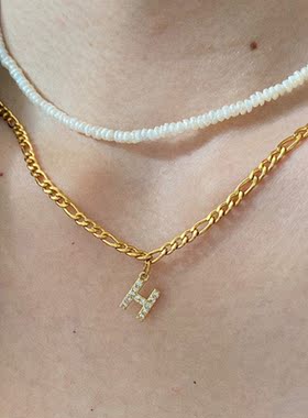 欧美百搭26字母吊坠费加罗项链女