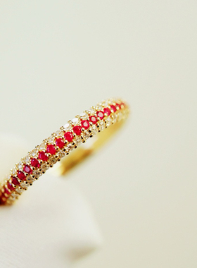 18K金镶嵌天然红宝石戒指