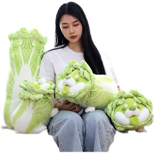 正版现货蔬菜精灵坐姿蹲姿白菜狗抱枕礼物毛绒玩具赛特嘟嘟有防伪 - 图2