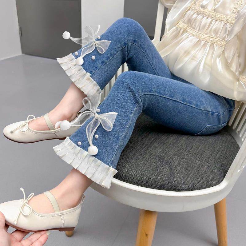 女童牛仔裤春秋2025新款洋气儿童韩版宝宝中大童春装女童喇叭裤子,淘宝优惠券,粉丝福利购,淘宝优惠卷