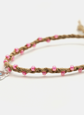 THISNESS纯银布偶猫竹纸绳编织幸运手绳可调节原创设计小众礼物