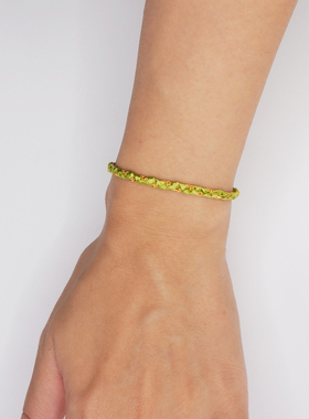 THISNESS 光泽感绿色纯银镀金链编织许愿手链