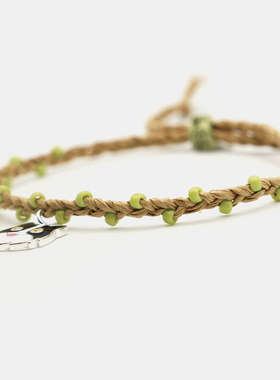 THISNESS纯银边牧犬竹纸绳编织手绳可调节