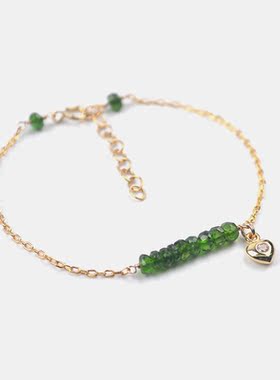 THISNESS 圣诞特辑 天然透辉石纯银镀金爱心手链