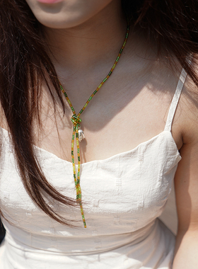 THISNESS纯银花骨朵绿色串珠多用途项链手链