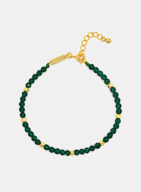 THISNESS 圣诞特辑 墨绿尖晶石纯银镀金珠串珠手链原创设计小众