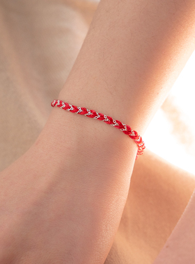 thisness许愿手链纯银红绳编织