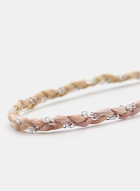 THISNESS 纯银浅粉色渐变编织手链
