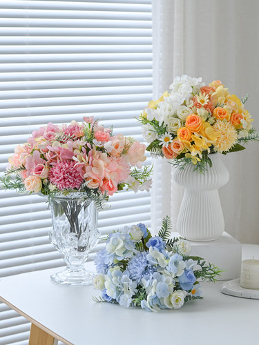 清仓单支假花玫瑰花仿真花束塑料花小把束装饰花插花卉干花绢花 - 图0