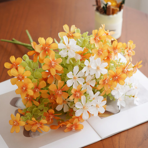 清仓单支假花玫瑰花仿真花束塑料花小把束装饰花插花卉干花绢花 - 图2