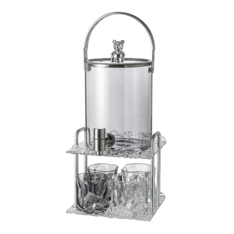 冷水壶带龙头耐高温大容量玻璃凉水壶家用泡水果茶饮料果汁桶套装