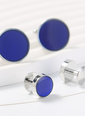 新款黑色烤漆袖扣8件套燕尾服法式衬衫袖钉cufflinks
