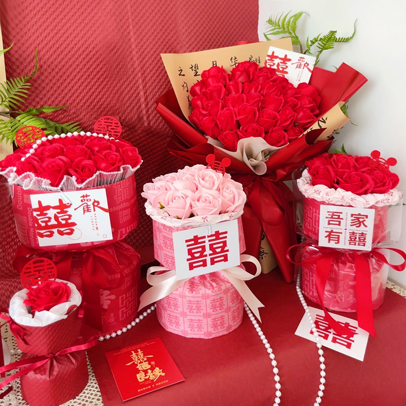 结婚新娘花束订婚领证手捧花玫瑰仿真永生花送女朋友女生爱人礼物
