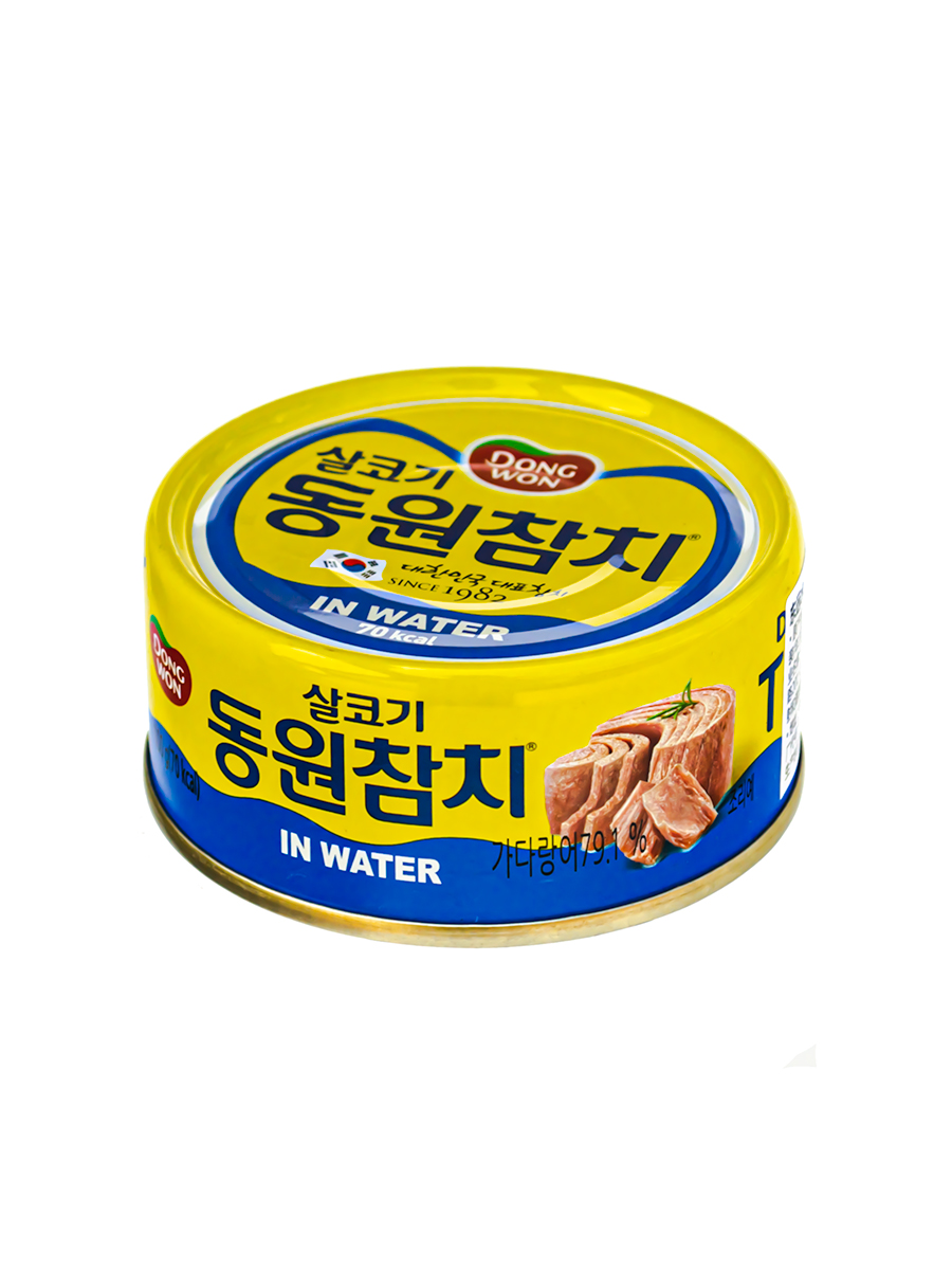 韩国进口DONGWON/东远水浸金枪鱼罐头代餐肉即食寿司食材100g每罐 - 图1