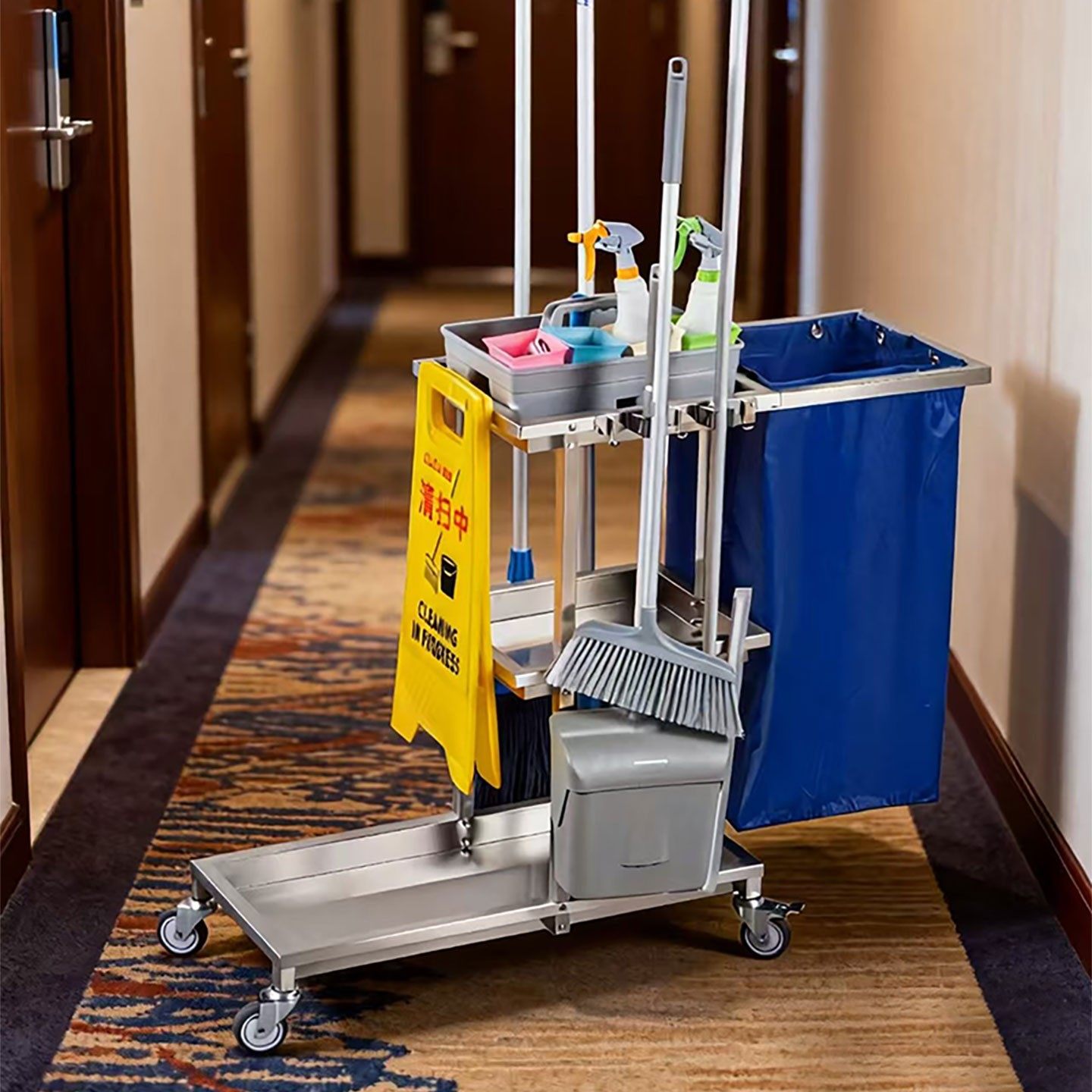 不锈钢保洁车酒店客房手推车多功能物业卫生专用清洁车工具车推车,淘宝优惠券,粉丝福利购,淘宝优惠卷